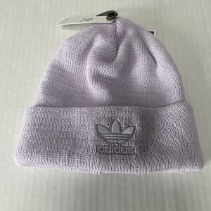 Adidas Originals Womens Beanie Trefoil Embroidered Beanie Purple Tint/White OS